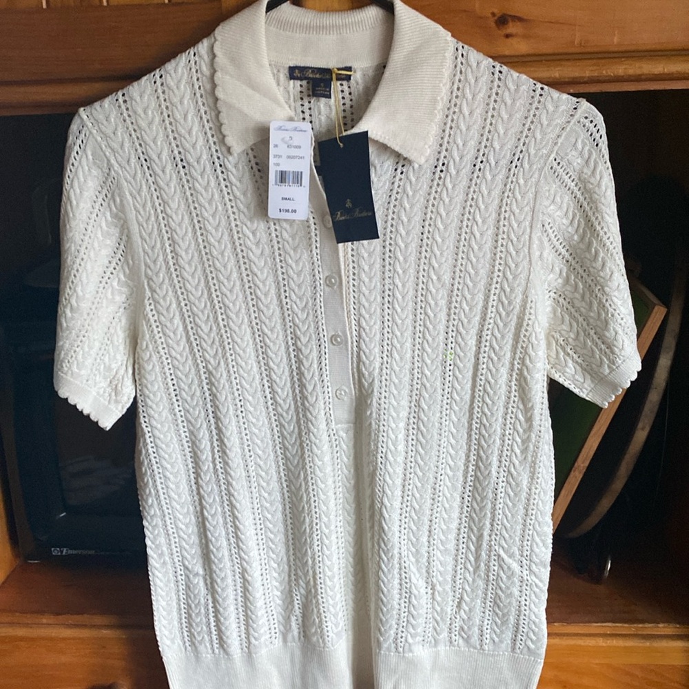 🧡🧡BB Ladies Size “S” Super Fine Knit Cable Shortsleeved Sweater…NWT🧡🧡
